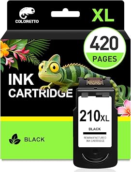 COLORETTO 210XL Black Ink Cartridge for Canon 210XL Black Ink Cartridge Work with PIXMA MX410 MX340 MP280 MP230 MP240 MP250 MP480 MP490 MP495 MX320 MX330 iP2702 Printer Ink for Cannon 210 XL