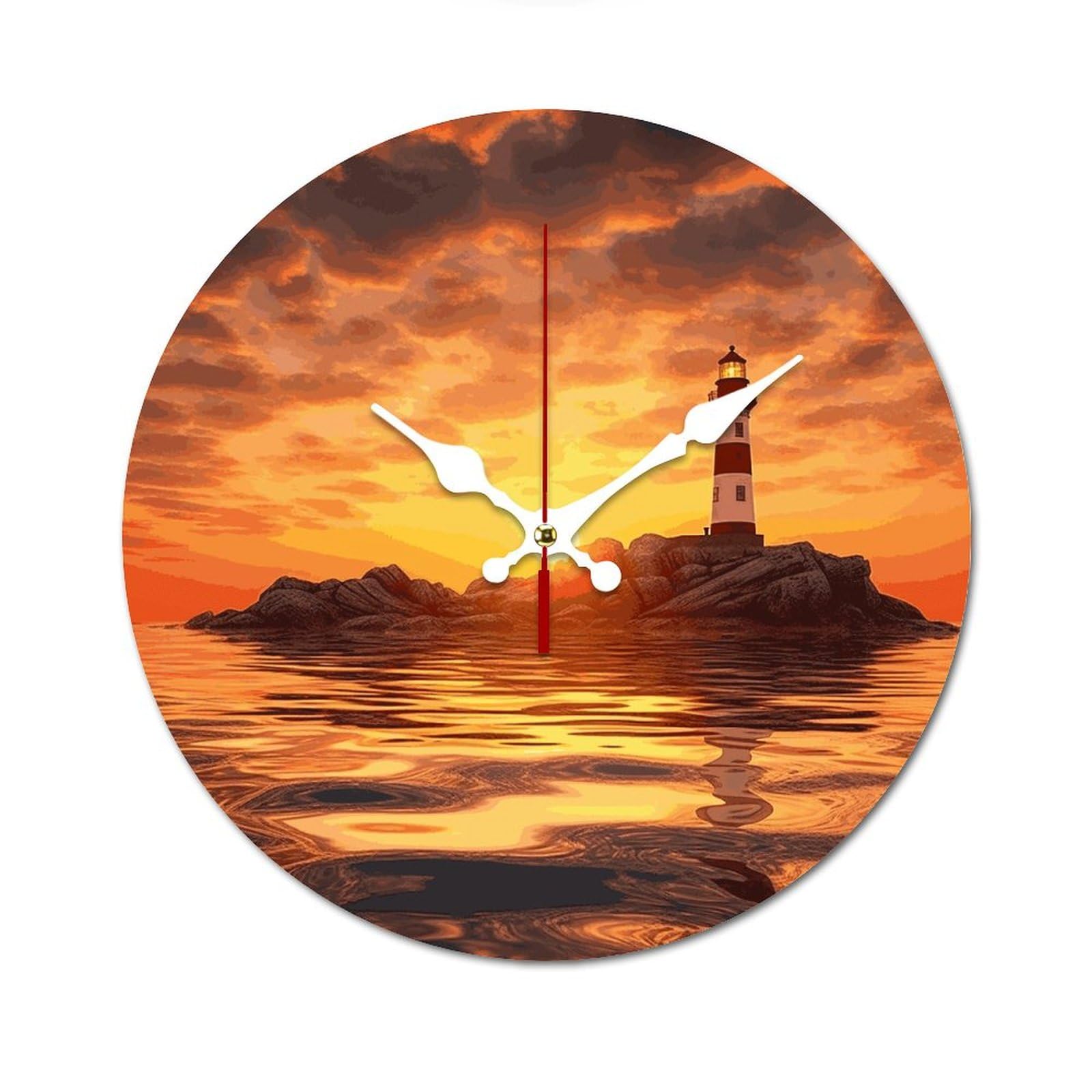 Horloge murale silencieuse pour chambre en bois motif paysage marin relaxant