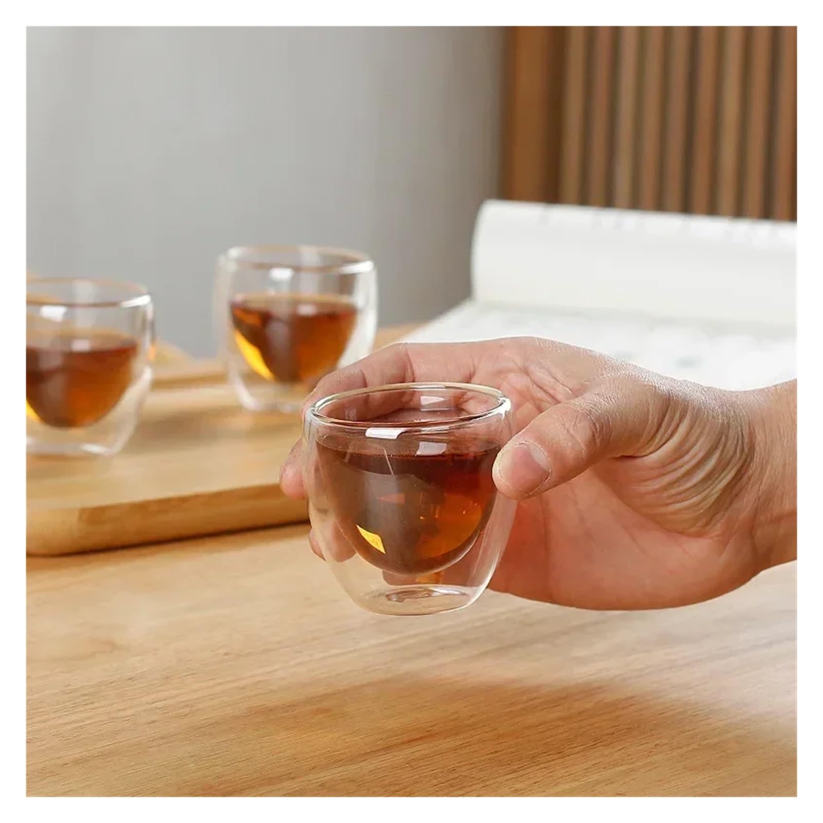 Zestaw 2-18 filiżanek do herbaty Kung Fu z podwójnymi ściankami 80 ml/150 ml, przezroczyste, do kawy, mleka, wody, szkła borokrzemowego, zestaw do herbaty (150 ml, 6 szt.)