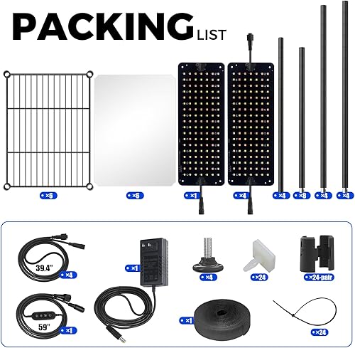 Vista 8 de Barrina CX83 - Soporte para plantas con luces de crecimiento, estante para plantas de 6 niveles con panel de luz de crecimiento ultrafino de Negro