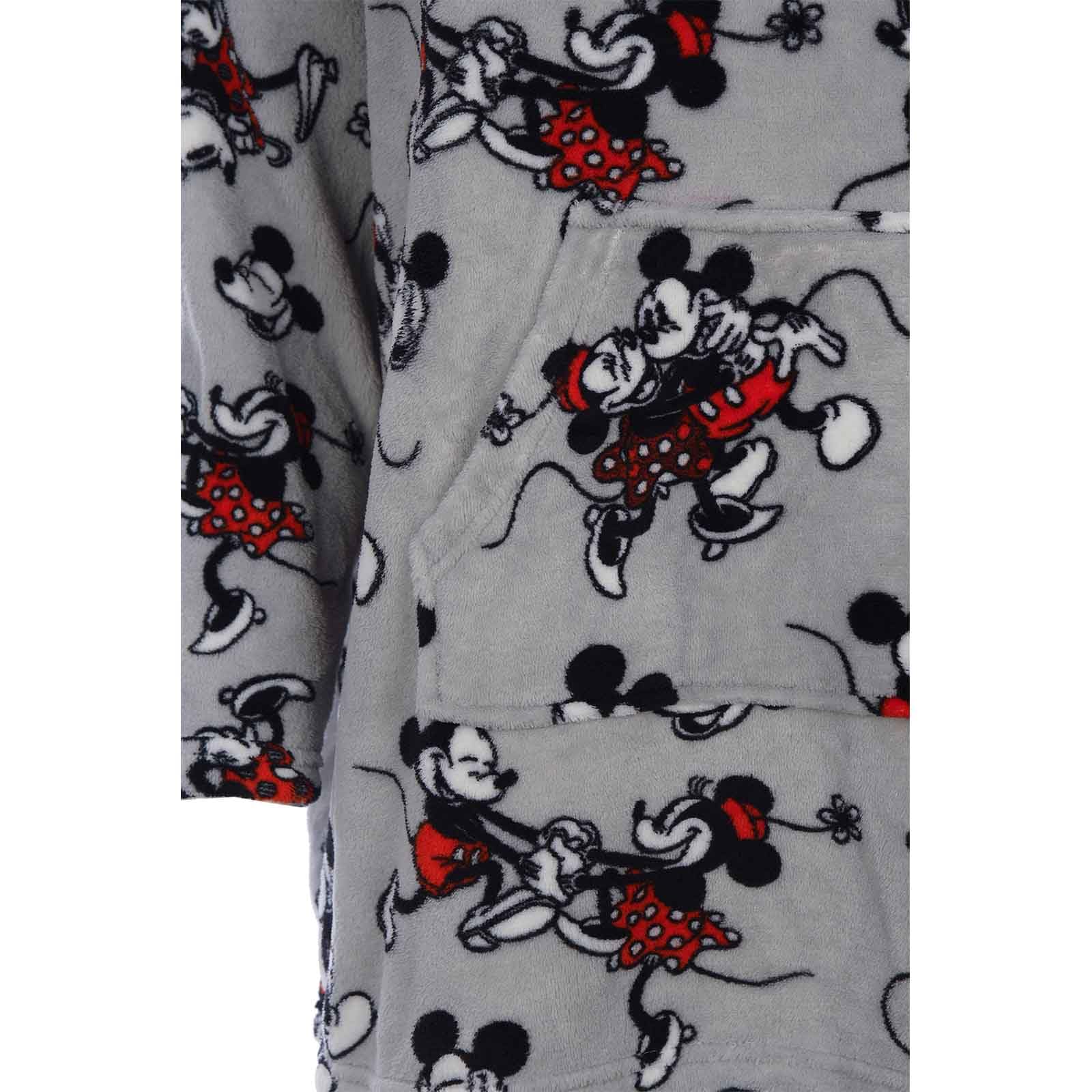 Suncity Haut de Pyjama, Sweat Pyjama Polaire à Capuche Disney Mickey et Minnie, Gris, 100% Polyester, Licence Officielle