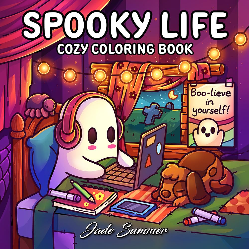 Spooky Life: Cozy Coloring Book for Adults and Teens with Cute and Creepy Everyday Scenes for Relaxation