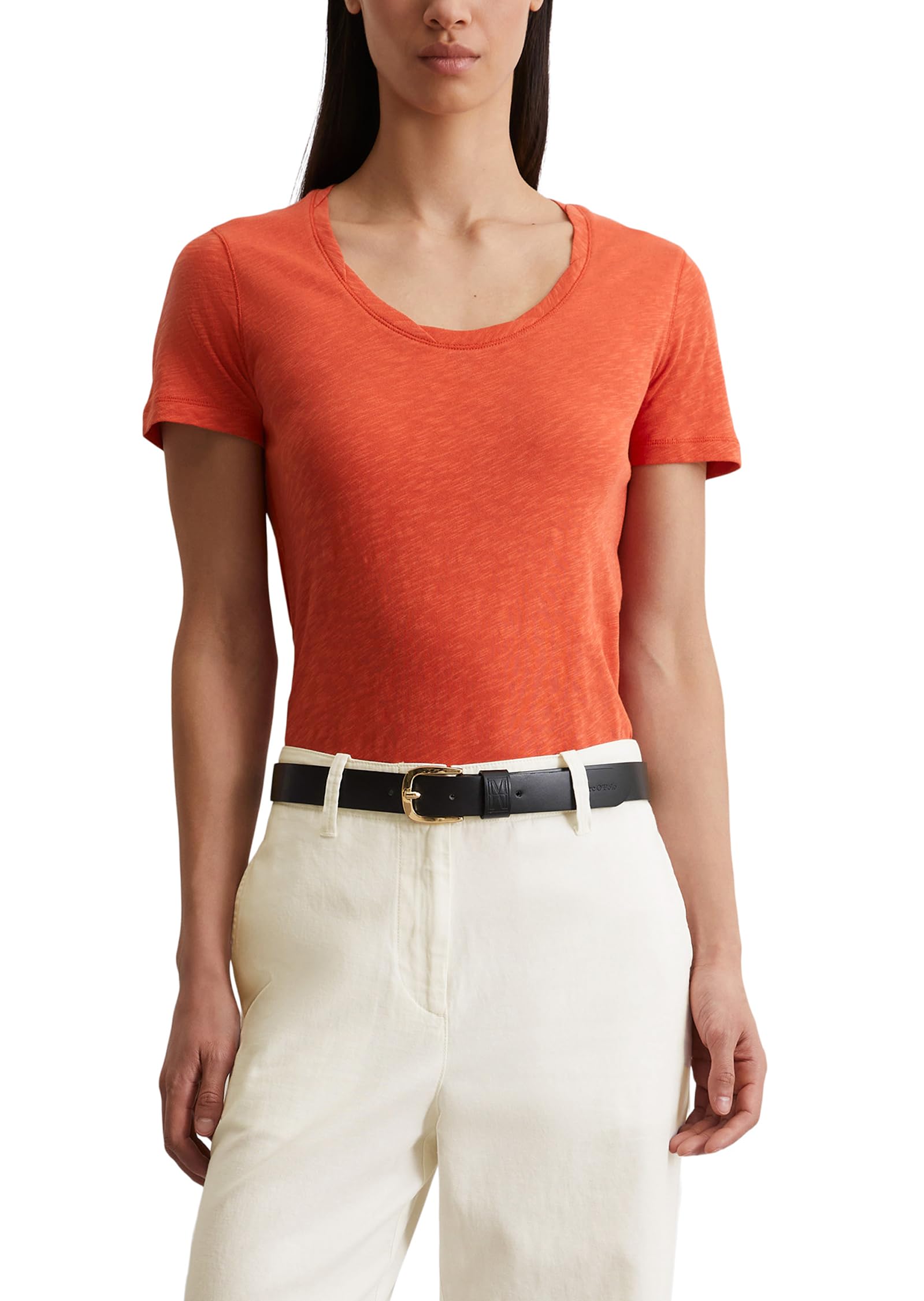 Marc O'Polo Damen T-Shirt mit getwistetem Ausschnitt Regular Fit