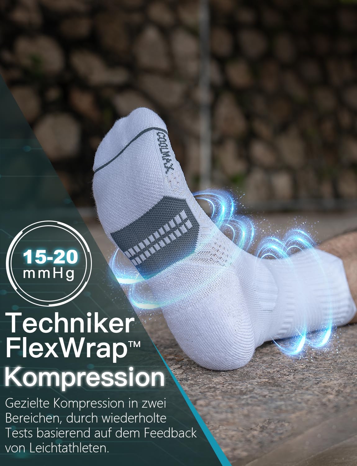 Juclise Laufsocken Kompressions Wandern Bambus Coolmax Anti-Blasen running hiking Sport Gym fahrrad funktionssocken