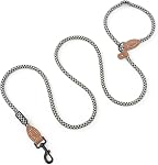 Mile High Life Hands Free Dog Leash, Crossbody Waist Leash with Genuine Leather Connection, Multifunctional Adjustable Slip Lead for Dog Walking Running (Black Khaki, 8FT)