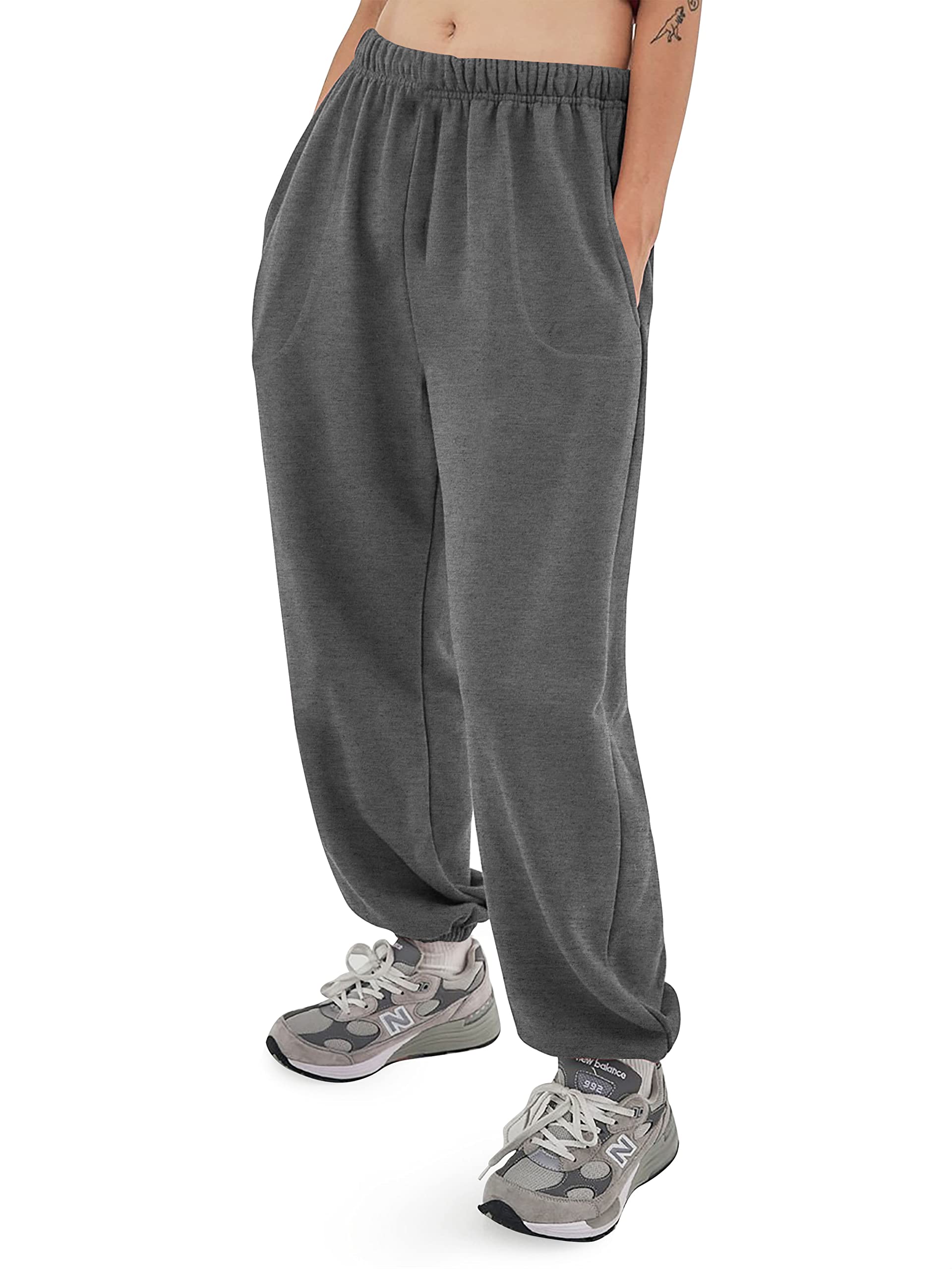 Hat and Beyond Mens Lightweight Sweatpants Elastic Pockets Jogger Pants (Medium, 1ih02_Charcoal)
