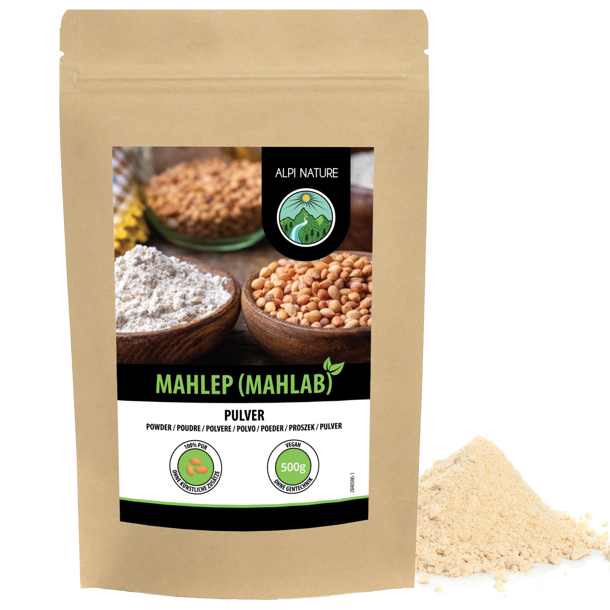 Alpi Nature Mahleb en Polvo 500g, Polvo de Mahlab, Semillas de Mahleb Molidas, Mahaleb Molida