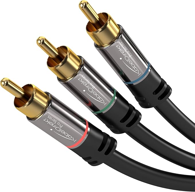 KabelDirekt 1m Component Cable, RCA/phono, RGB/YUV (coax cable, 3×