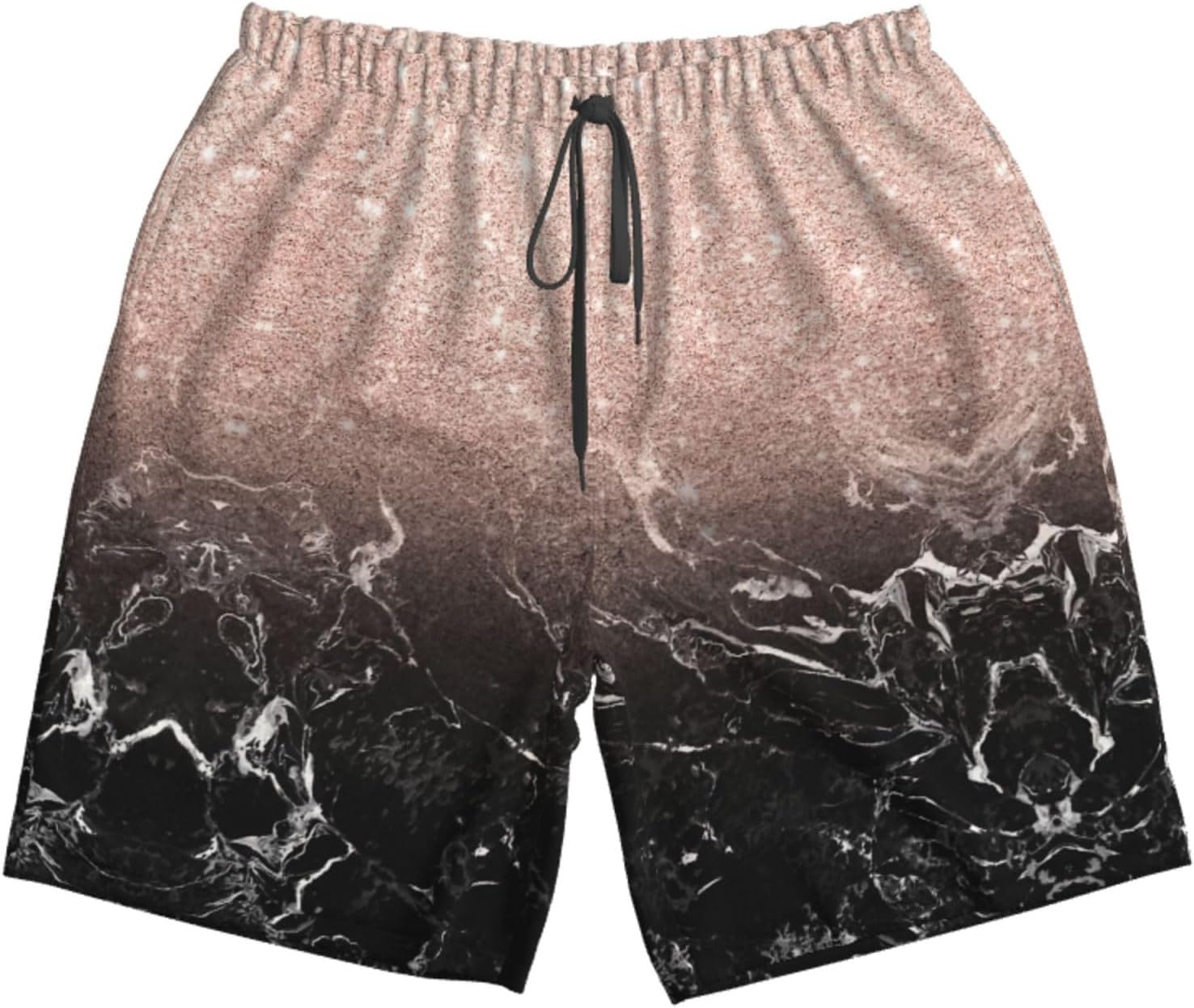 Marble Color Rose Gold Print Mens Casual Shorts Drawstring Summer Beach Stretch Shorts Novelty Swimtrunks