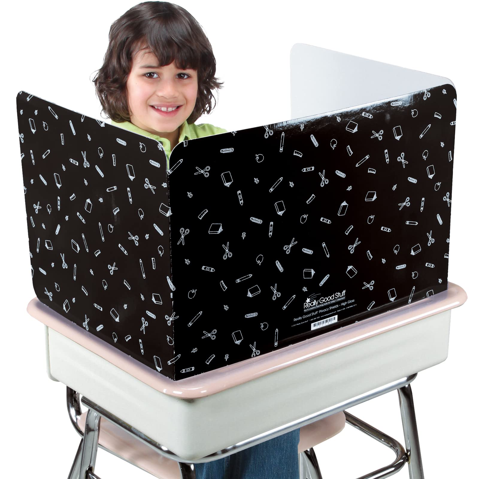 Really Good Stuff Large Privacy Shields - Set of 12, Black Glossy - Enhance Focus and Minimize Distractions for Students - Desk Dividers