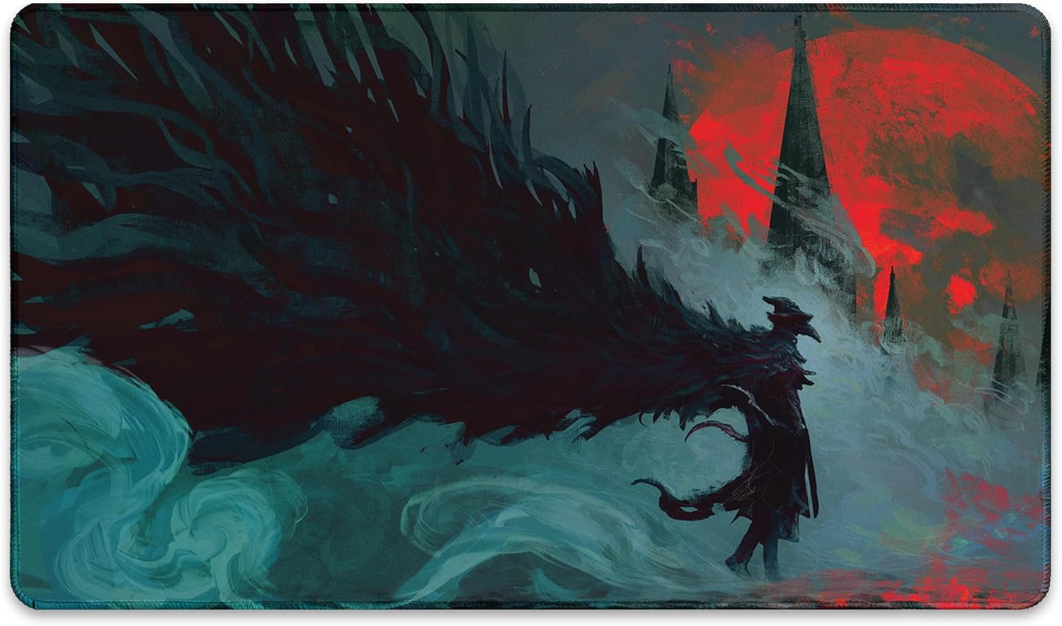 The Raven's Nightmare (Stitched) - MTG Playmat by Anato Finnstark, Bloodborne - Compatible with Magic The Gathering Playmat - Play MTG, YuGiOh, TCG - Original Play Mat Art Designs