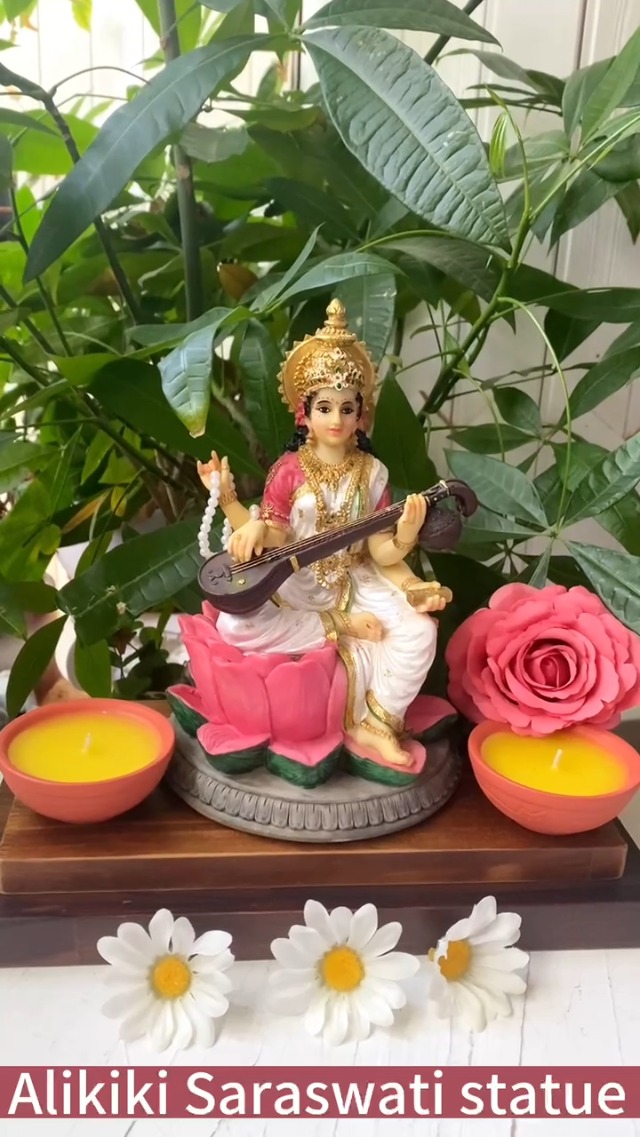 Estatua de la Diosa Hindú Laxmi de Polystone 8.9 in miniatura 6