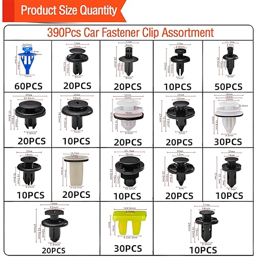 Miniatura 2 de Kit de 390 piezas de remaches de plástico para automóvil Subaru, 18 tamaños más populares, remaches de pasador de empuje automático, para Subaru