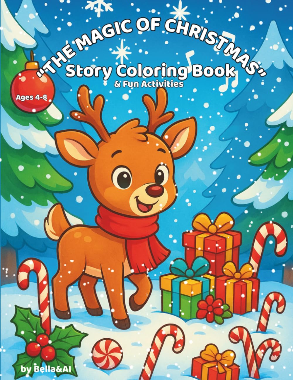 The Magic of Christmas: Story Coloring Book for Kids Ages 4-8: The Magic Adventure With 42 coloring pages with Stories and Activities for Children
