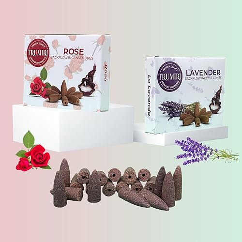 Miniatura 8 de Conos de incienso de reflujo  Paquete combinado de 20 conos de incienso en cascada  10 rosas + 10 lavanda  Conos de incienso de reflujo  Conos de