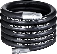EVIL ENERGY 1" Fuel Transfer Hose 20FT - Heavy Duty Farm Tank Hose for Diesel Gasoline Kerosene Biodiesel 150 PSI Stainless Braided