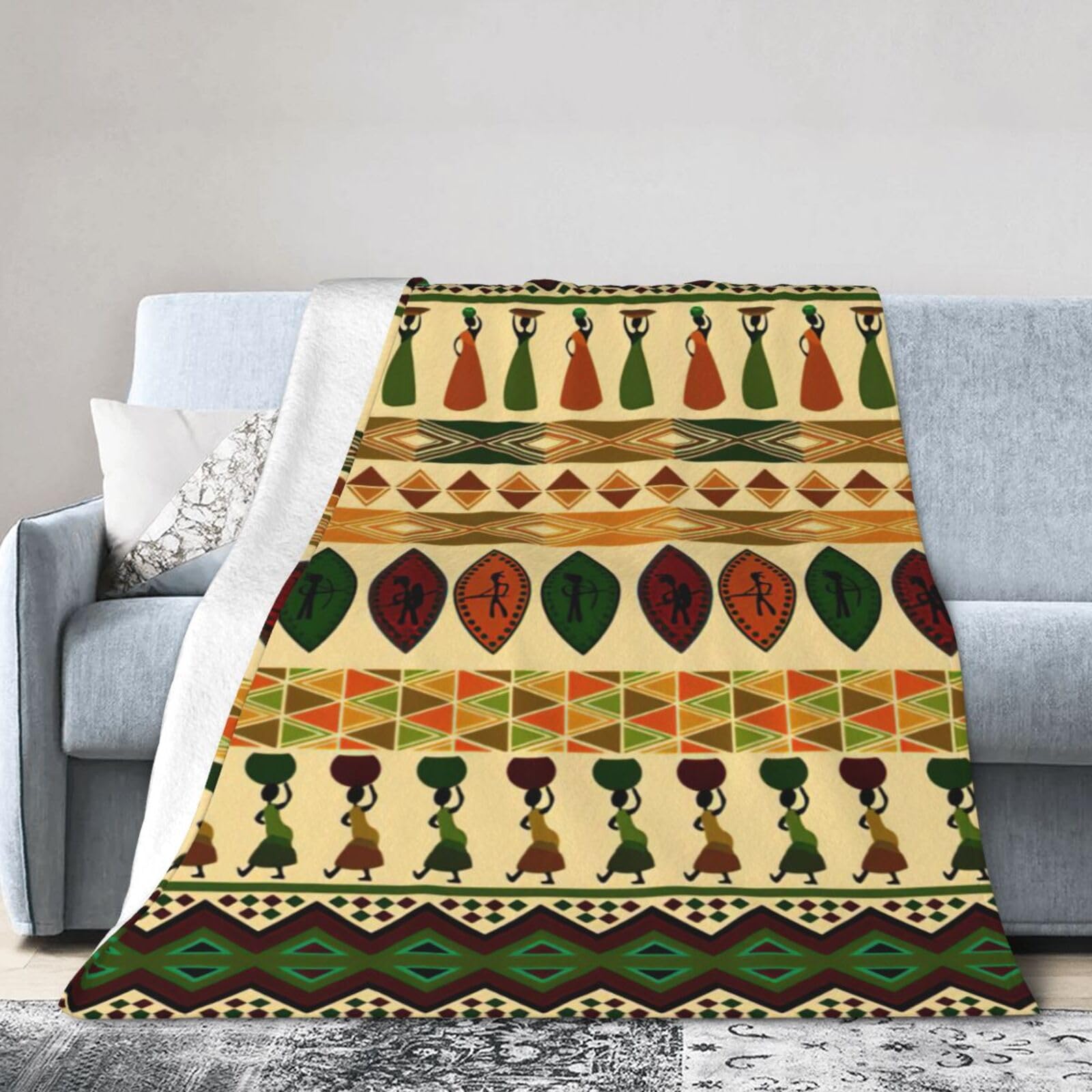 Uusnwaa Soft Cosy Fleece Warm Throw Bohemia Style Traditional African Pattern Print Blanket