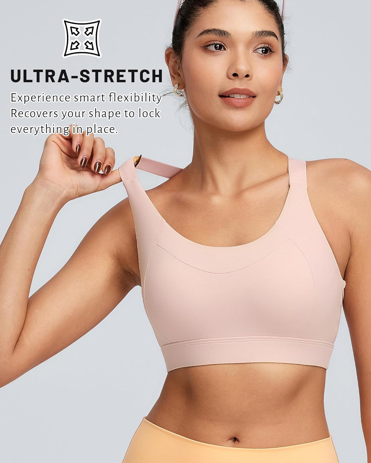 RUNNING GIRL Sports Bras for Women High Support, Adjustable Straps High Impact Sports Bras with Sewn in Pads Running Bra