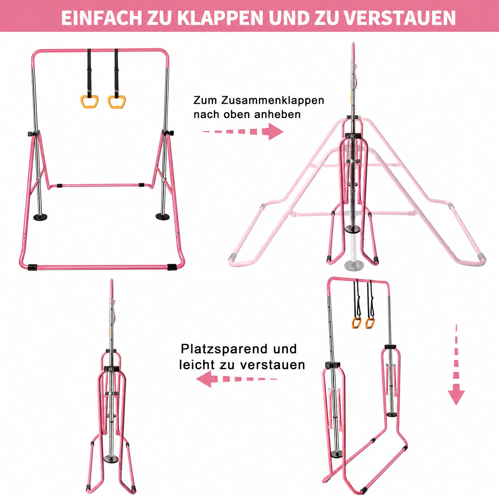Zusammenklappbare Teleskop-Gymnastikstange für Kinder, höhenverstellbar, horizontale Stange, Fitness, Kletterturm, Heim-Fitness-Studio für Kinder/Kinder
