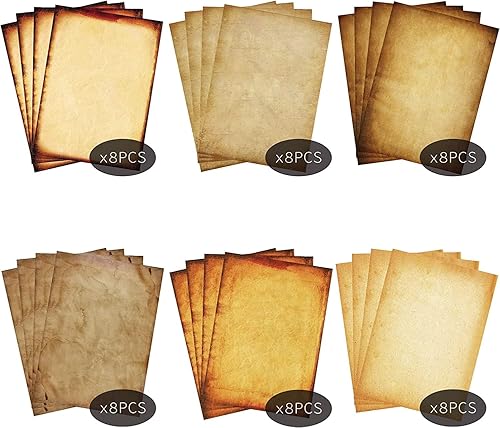 Papel estacionario - Paquete de 48 papeles impresos de color antiguo papel de escritura de letras vintage para manualidades invitaciones mapa 85 x