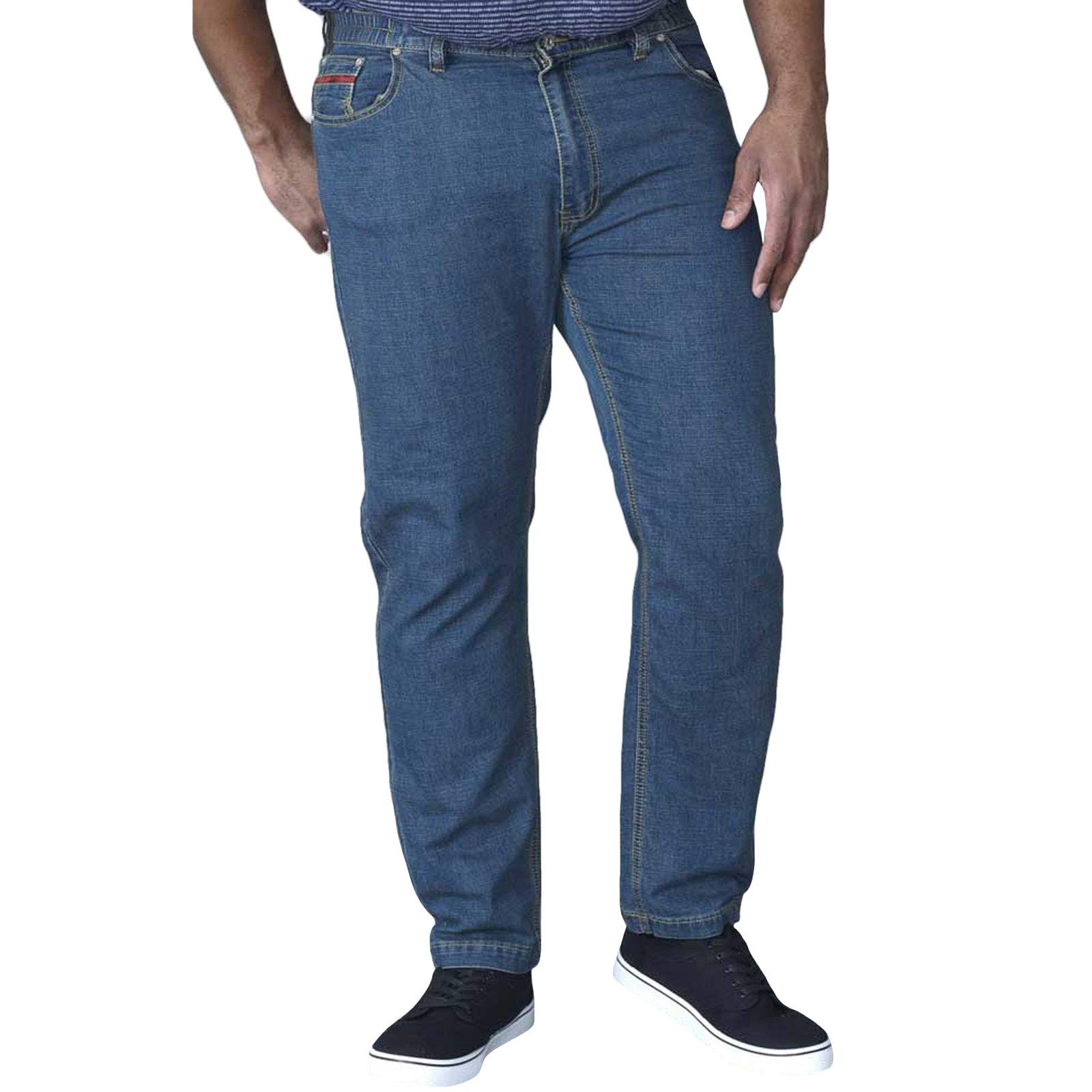 Duke D555 Mens Bailey Big Tall King Size Stretch Elasticated Waist Jeans - 54R Blue