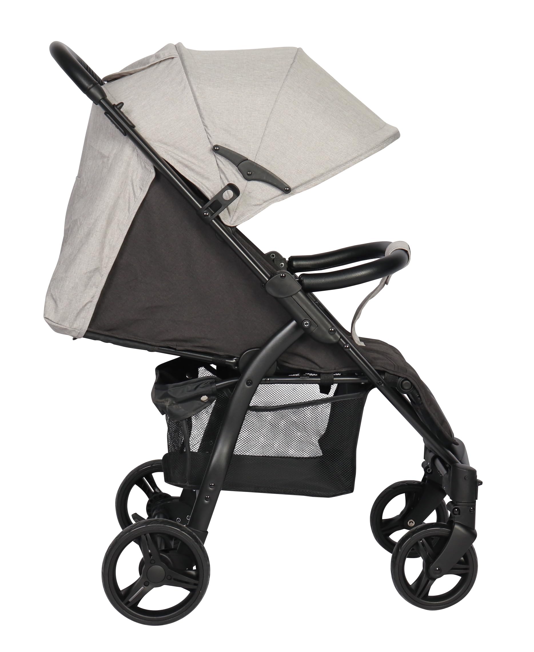Toral Silla de Paseo Ligera Modelo Atenas hasta 22 kilos - Silla Paseo Ligera o Carrito bebe con Arnés, Respaldo Reclinable y con Capota Ajustable - Carro Bebe Color Gris