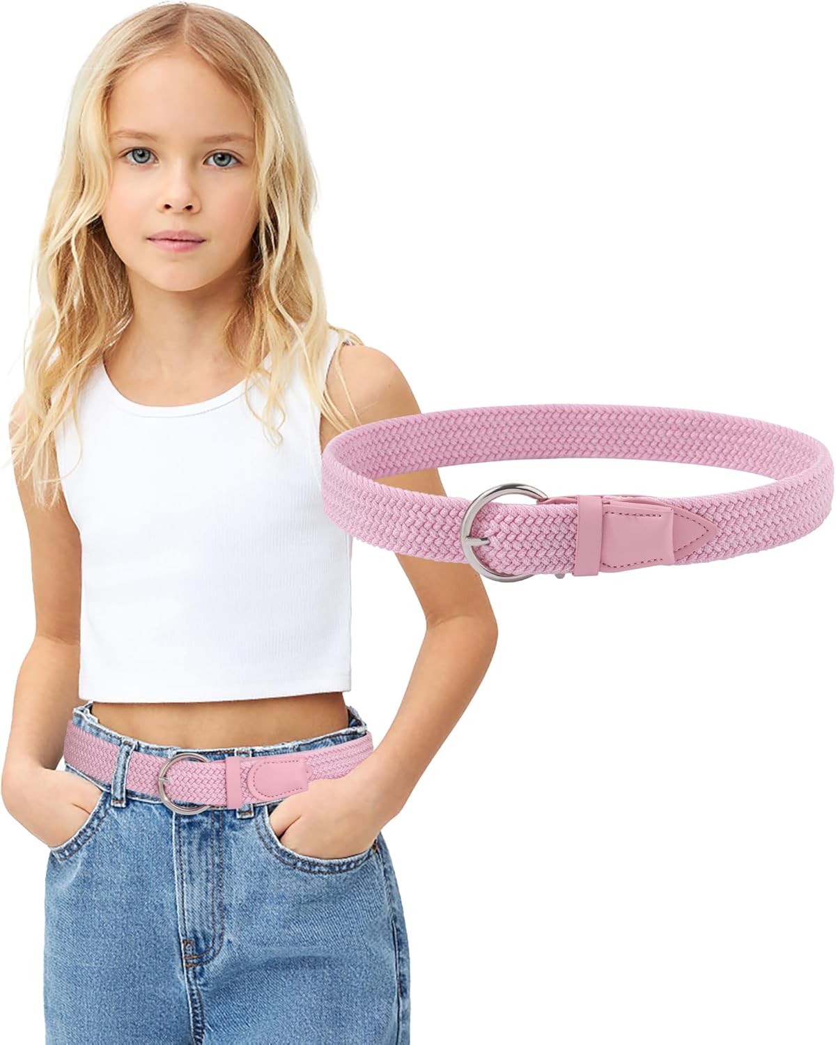 AWAYTR Girls Stretch Braided Belt - Kids Golf Softball Belt for Girls Aged 3-18 Years