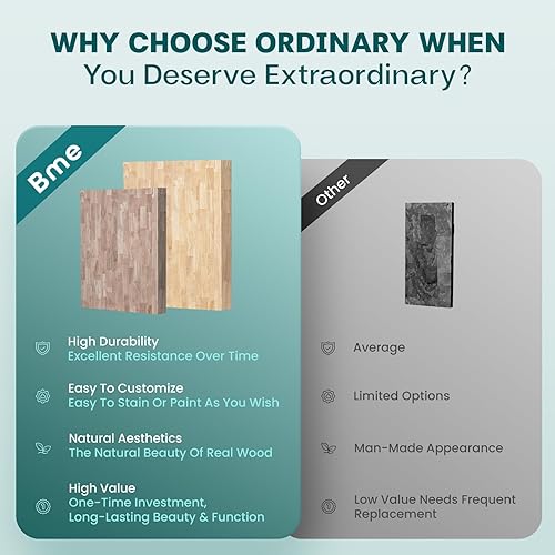 Miniatura 5 de Bme Hevea - Bloque de carnicero de madera maciza, encimera de bloque de carnicero sin terminar para lavadora, secadora, isla o encimera de cocina, 8