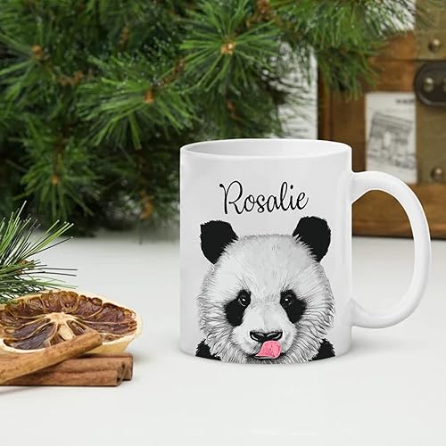 Miniatura 4 de Taza de café personalizada con diseño de oso panda, regalos para niños, amigos, hombres y mujeres, tazas de cerámica blanca con nombre personalizado