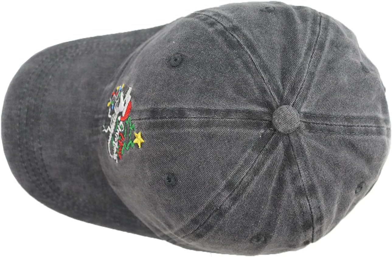 KKMKSHHG Christmas Santa Hat for Men and Women, Vintage Funny Christmas Dinosaur Distressed Adjustable Embroidered Baseball Cap (Christmas Tree Dinosaur) - Image 4
