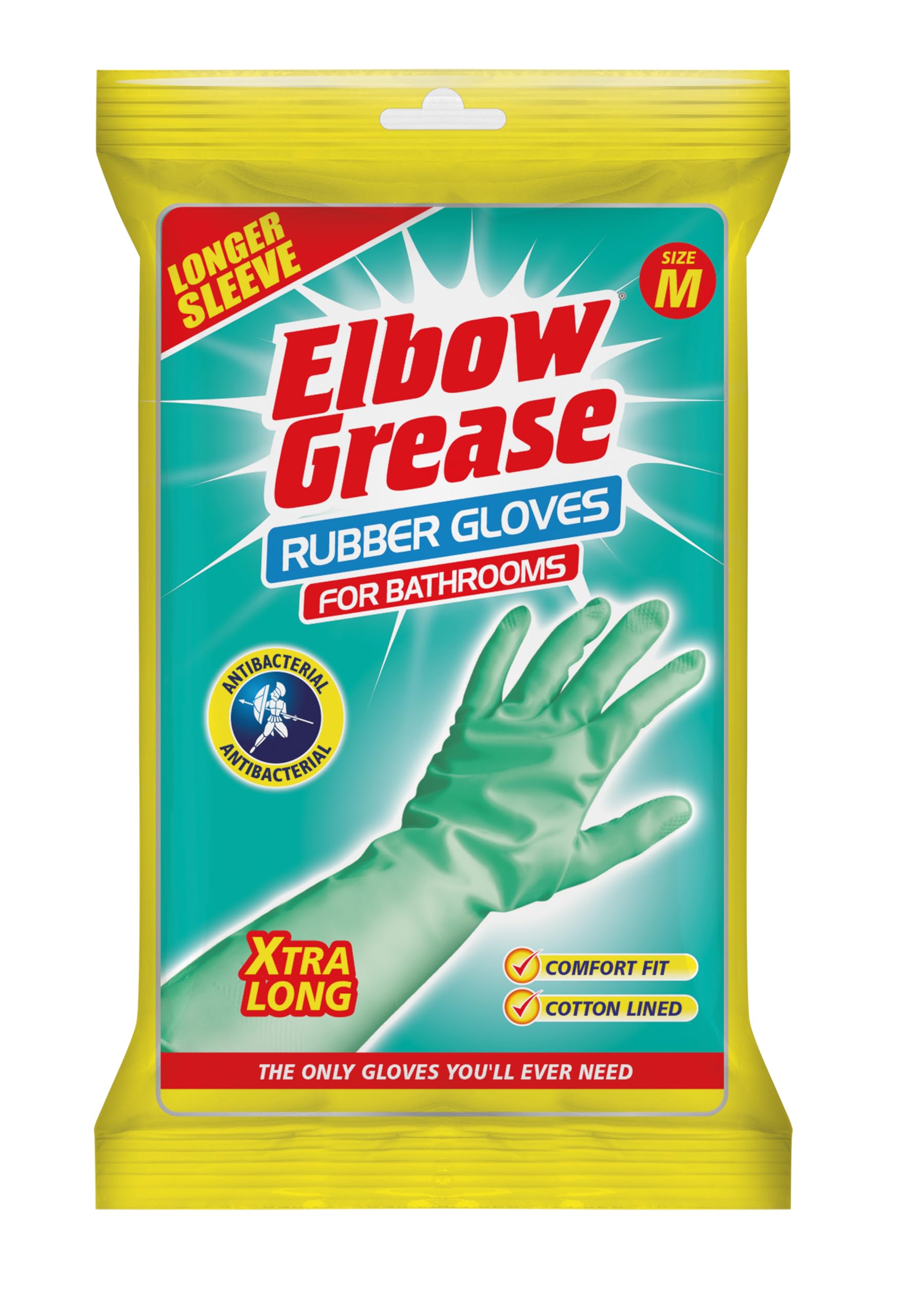 Single Elbow Grease Antibacterial Medium Size Bathroom Cleaning Gloves from B&Q