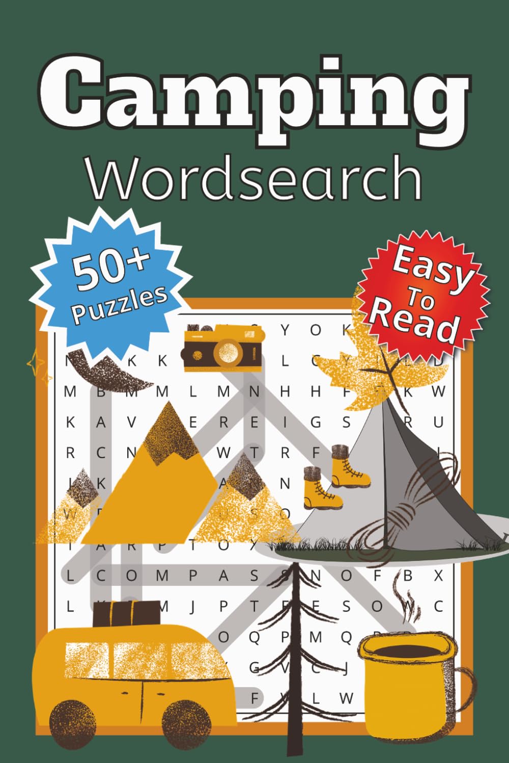 Camping Wordsearch Book: Camping Word Search Puzzle Book – 55 Puzzles with 12 Words Each, Large Print Easy-to-Read Font, 6x9 Format – Relaxing Brain Games for Adults, Teens & Seniors