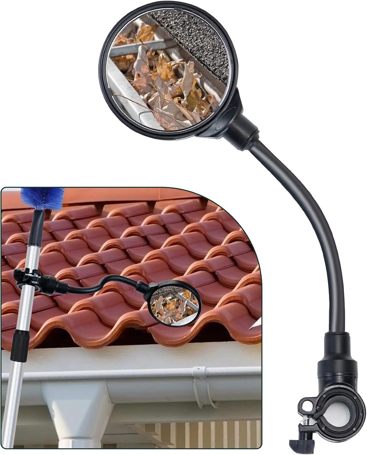 Flehomo Adjustable Rotatable Mirror, Easy Gutter Inspecter Tool from