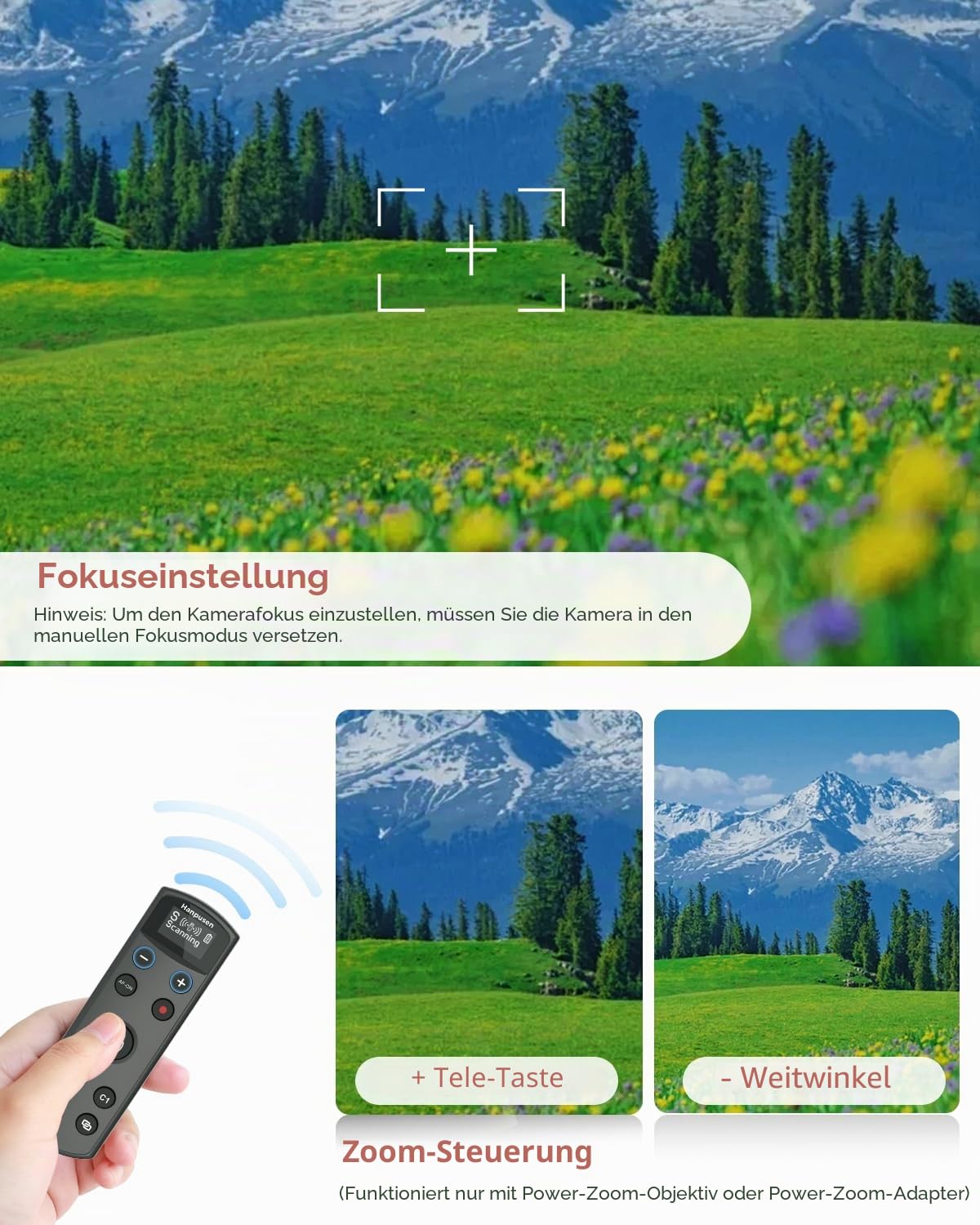 Für die Fernbedienung von Sony-Kameras, Hanpusen Wiederaufladbarer Kabelloser Auslöser mit OLED-Bildschirm für ZV-E10/ZV-1/A7 III/A7 IV/ZV-1F/A6400/A6700/A6600/A6100/ZV-E1/FX30/FX3, Ersetzt RMT-P1BT