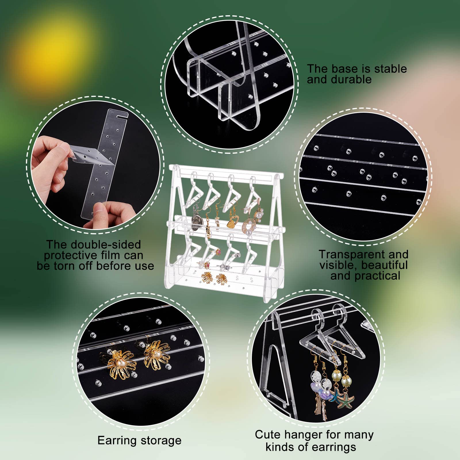 FSSTUD Espositore Per Orecchini A T In Velluto Nero – Supporto Da Banco Per Orecchini Lunghi, Pendenti O A Cerchio – 12x6,5 Cm