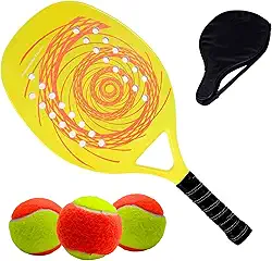 Kit Raquete Para Beach Tennis Profissional em Fibra Carbono Com Capa Protetora e 3 Bolinhas de Beach Tennis Para Iniciantes e Profissionais