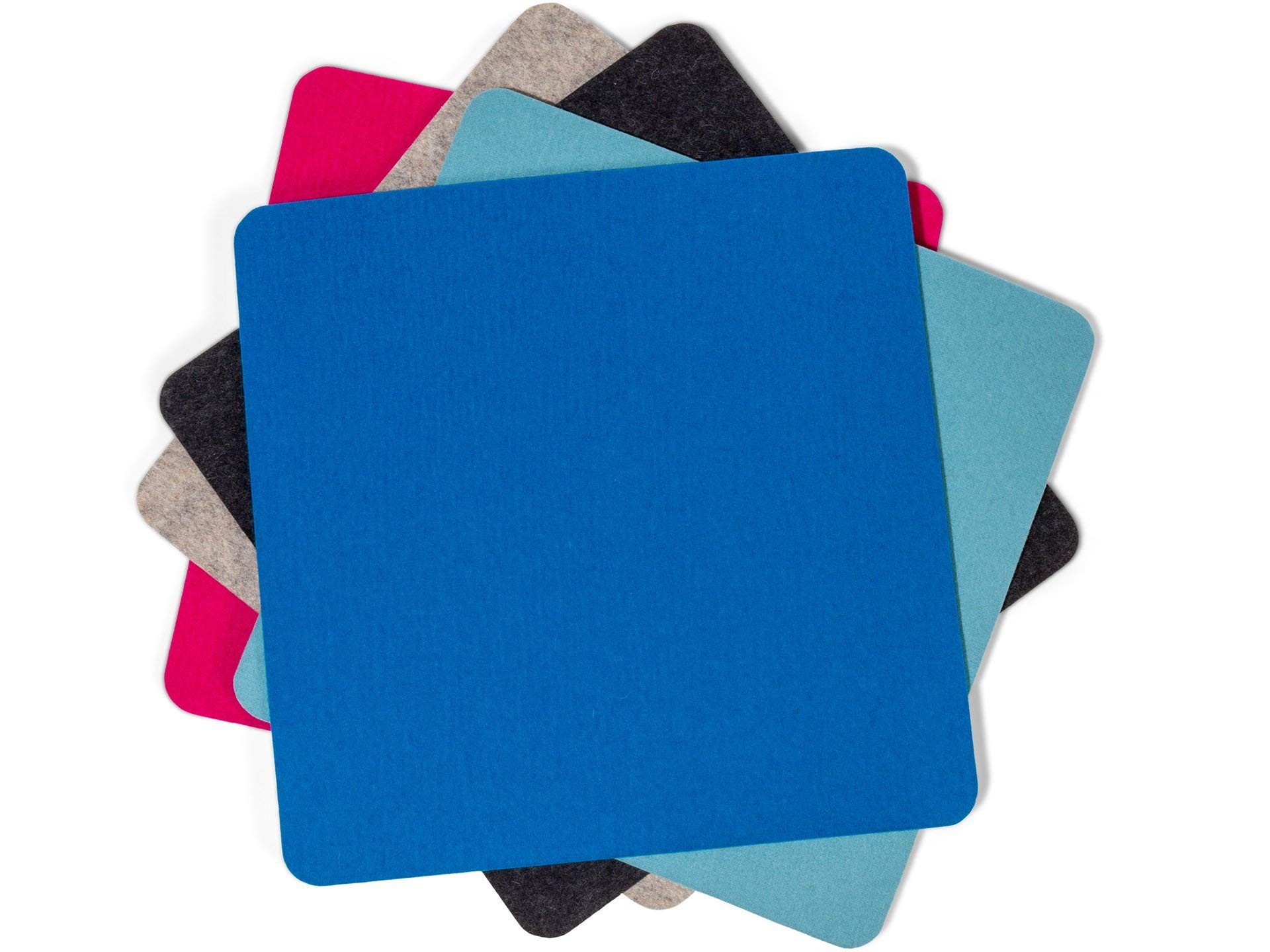 Filz-Sitzauflage für Stühle, quadratisches Sitzkissen aus 100% Wollfilz mit runden Ecken, auch als dekoratives Tischset geeignet, 33 cm x 33 cm (Pink)