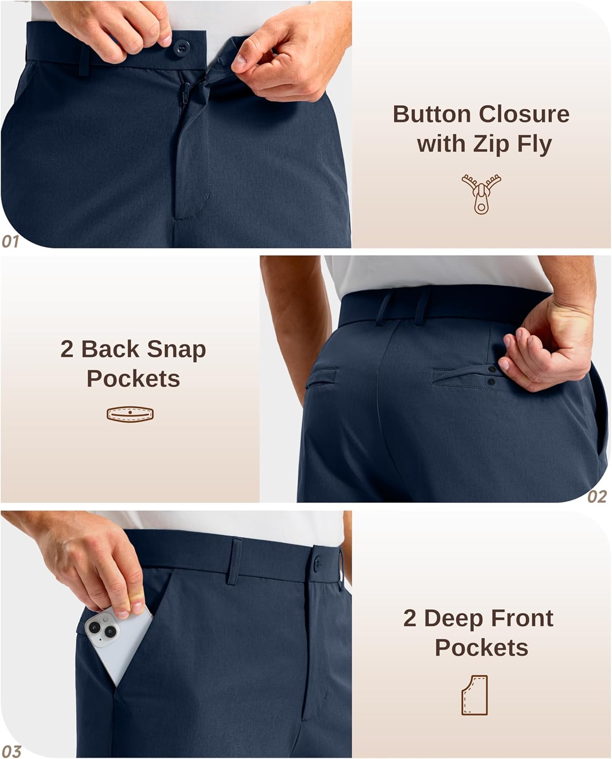 G Gradual Men's Golf Shorts 12" Long with 4 Pockets Lightweight Casual Knee Length Short Quick Dry Hiking Work Travel Shorts - Image 4