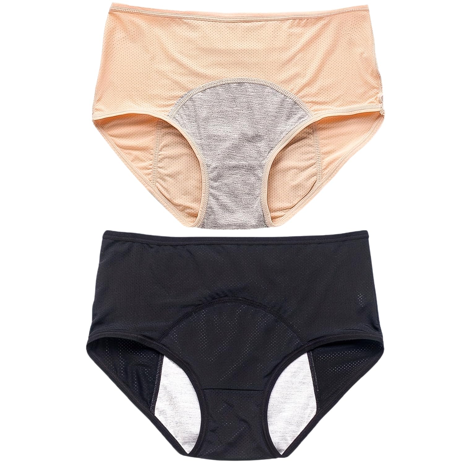 Fashiol Women’s Period Underwear Leak Proof Menstrual Panties Cotton Mid Waist Postpartum Full Coverage Briefs for Heavy Days (Multicolor, Pack of 2) Fashiol Women’s Period Underwear Leak Proof Menstrual Panties Cotton Mid Waist Postpartum Full Coverage Briefs for Heavy Days (Multicolor, Pack of 2)