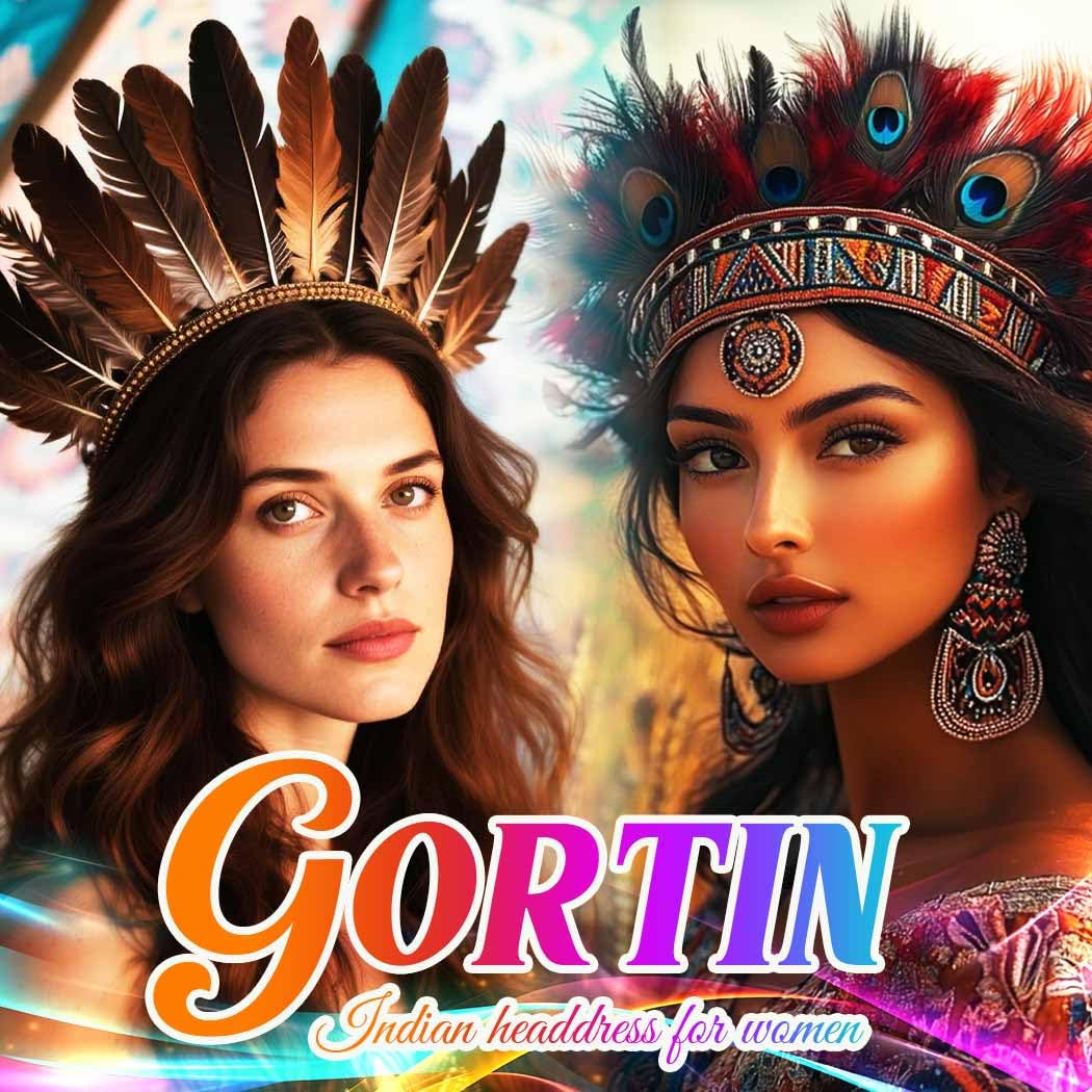 GORTIN Indian Headdress Peacock Feather Headband Native American Headpiece Carnival Costume Hair Accessories for Women (Brown, Free size) - Image 3