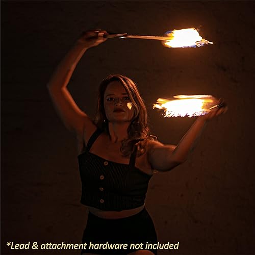 Miniatura 16 de Fire Poi Set – Cabezas Kevlar MoonBlaze tejidas de 3 pulgadas – Juego de 2 – Longitud personalizada – Cadena de eslabones giratorios – Flujo, giro