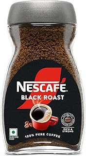 Nescafe Black Roast Instant Coffee | Roasted Longer For A Stronger Cup | Strong & Intense | 100% Pure Soluble Coffee Powder | 90g, Jar