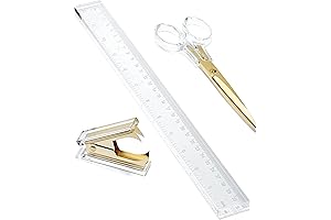 OfficeGoods 3-Piece Acrylic Desk Set with Gold Scissors