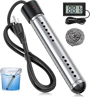 2000W Immersion Water Heater, Portable Water Heater Electric with Real-Time LCD Thermometer Control, with