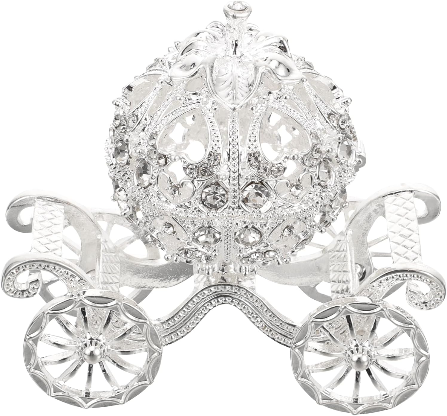 Silver Rhinestone Jewelry Box: Crystal Pumpkin Carriage Trinket Boxes Silver jewelry box Decorative Jewelry Display Ring Holder Jewellery Box for Wedding Christmas Decor