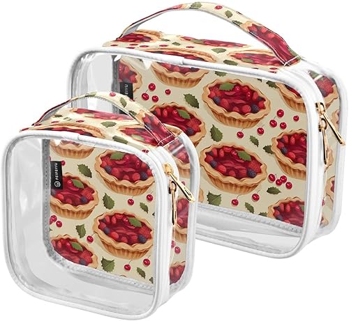 Berrytopped - Bolsa de aseo transparente para viajes, paquete de 2 bolsas de cosméticos de maquillaje con cremallera, bolsa de viaje para artículos