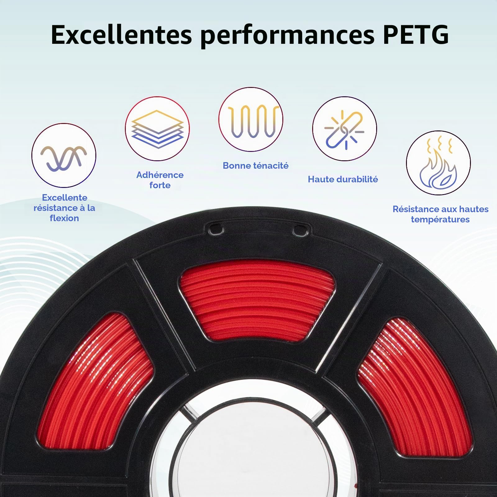 IEMAI PETG Filament 1.75mm 12Kg, Noir/Blanc/Rouge/Orange/Jaune/Rose/Peau/Marron/Argent/Vert Militaire/Bleu Marine/Chocolat, PETG Filament Pour Imprimante 3D, Précision Dimensionnelle +/- 0.02mm