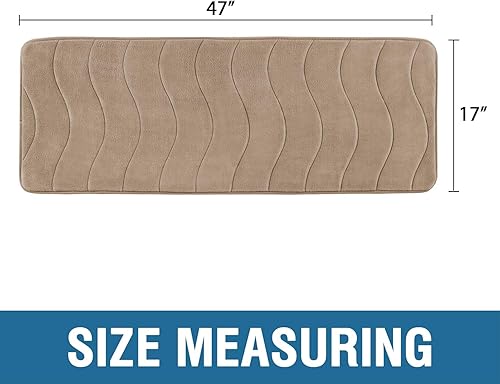 Vista 143 de Flamingo P Tapete de baño de espuma viscoelástica, extra largo, antideslizante, absorbente de agua, grueso, suave, lavable, 47 x 17 pulgadas