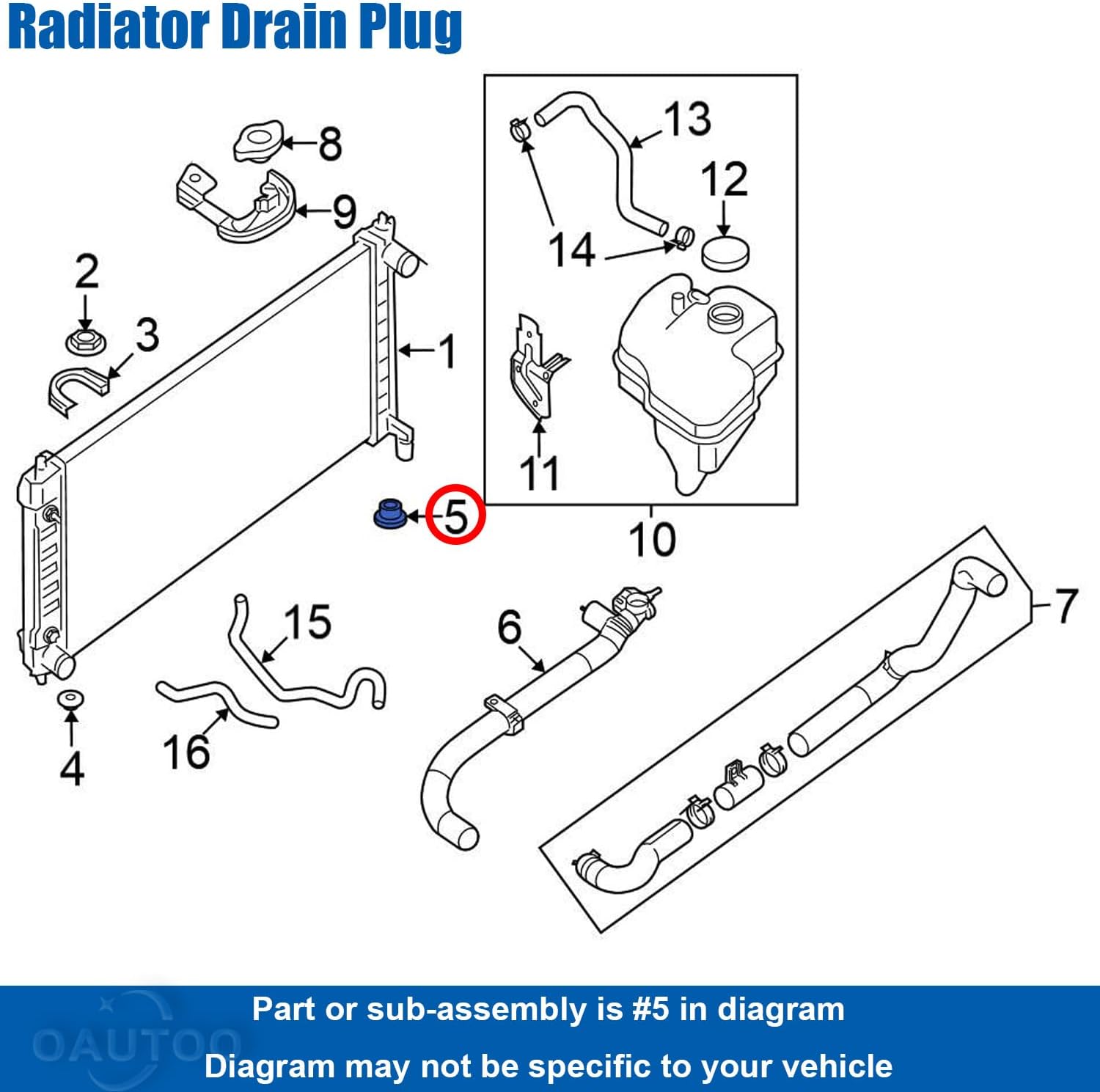 10pcs Radiator Drain Plug 21440-50Y00 for Nissan & Infiniti Altima Cube Frontier GR-R Maxima Murano 1990-On