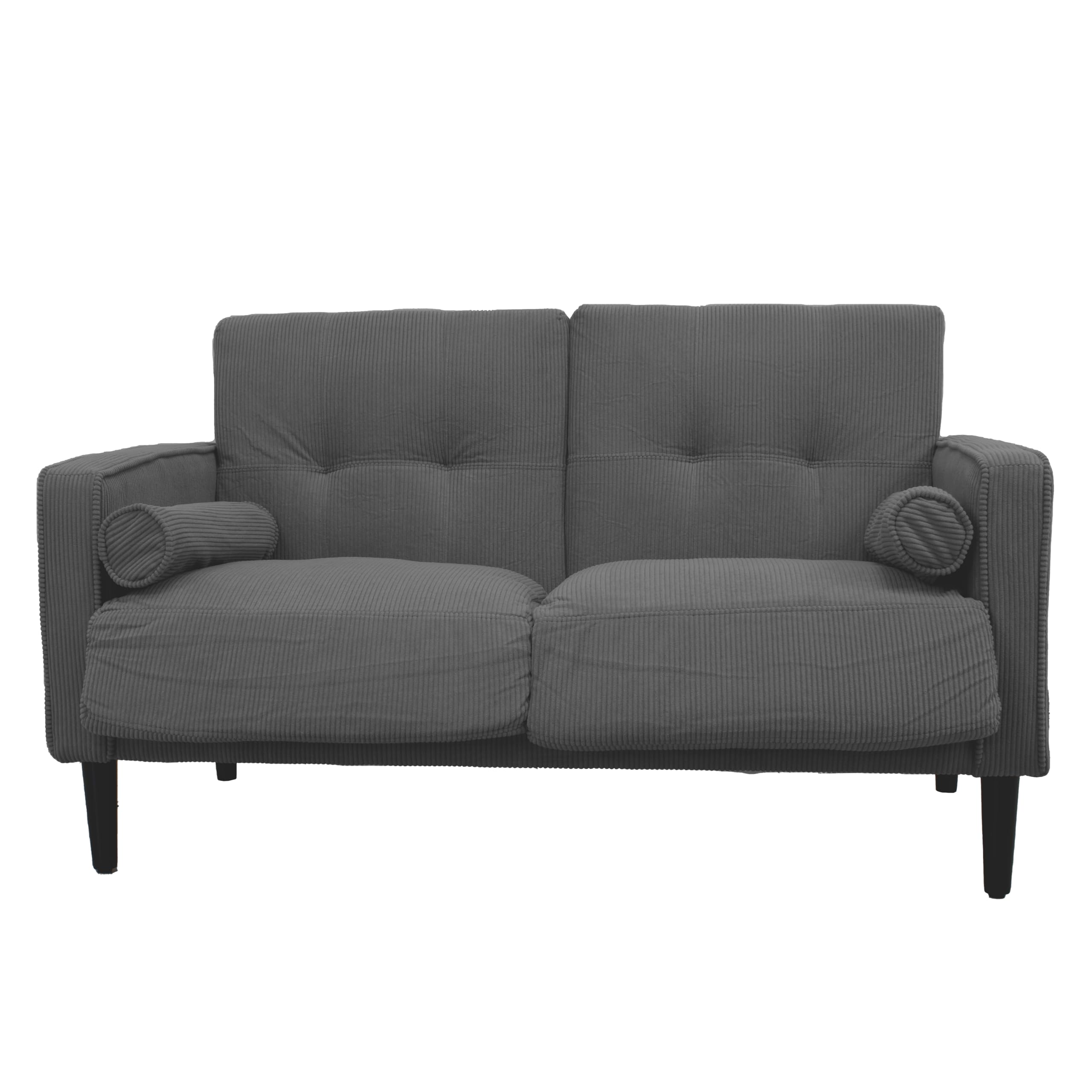 GARDENIA Sofá Fijo con Revestimiento de Terciopelo y Relleno de poliéster, con Patas de Madera y Cojines desenfundables Joy, Gris, 130 x 75 x 73 cm